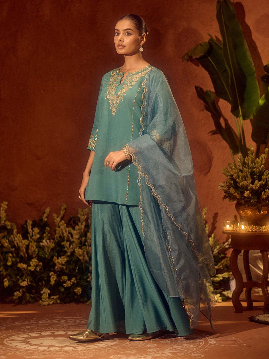 Sea-Green-Viscose-Chanderi-Embroidered-Ethnic-Straight-3-Piece-Kurta-Set