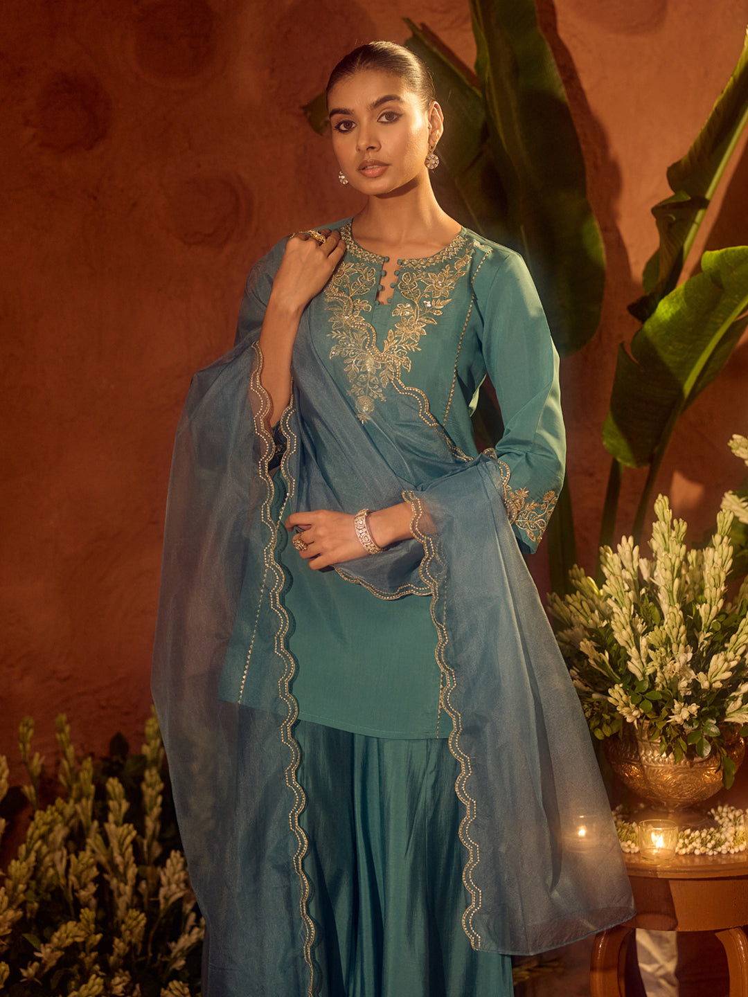 Sea-Green-Viscose-Chanderi-Embroidered-Ethnic-Straight-3-Piece-Kurta-Set