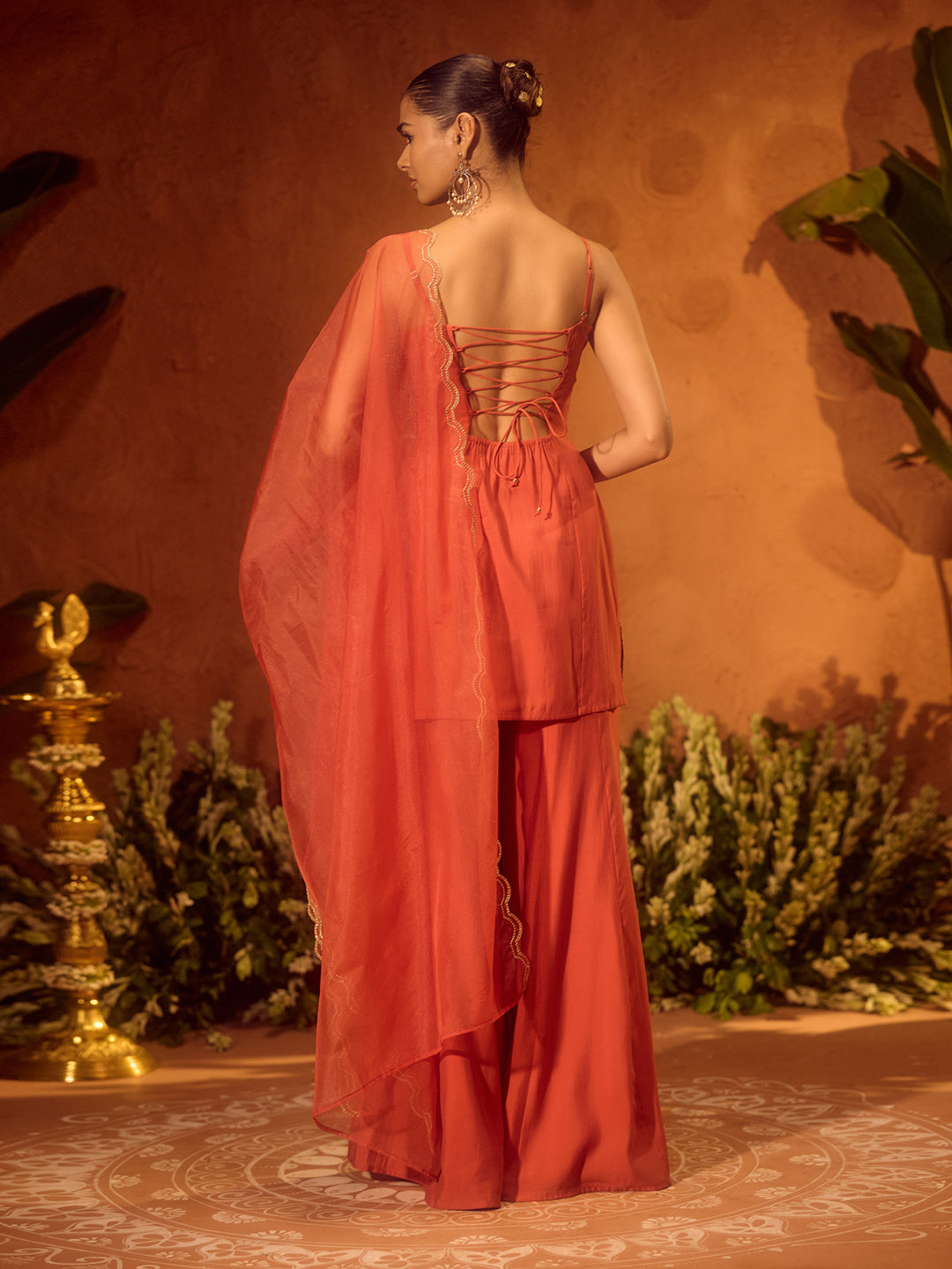 Orange-Viscose-Chanderi-Embroidered-Ethnic-Straight-3-Piece-Kurta-Set