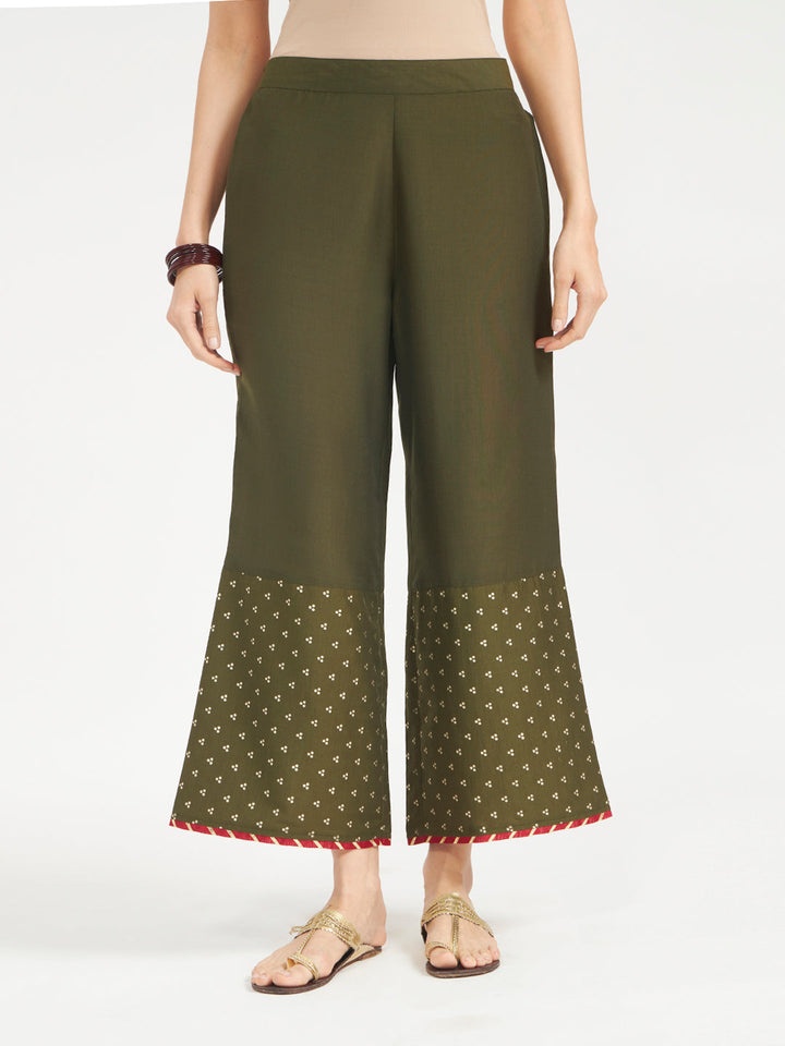 Olive Green Embroidered Silk Blend Straight Kurta Set with Dupatta