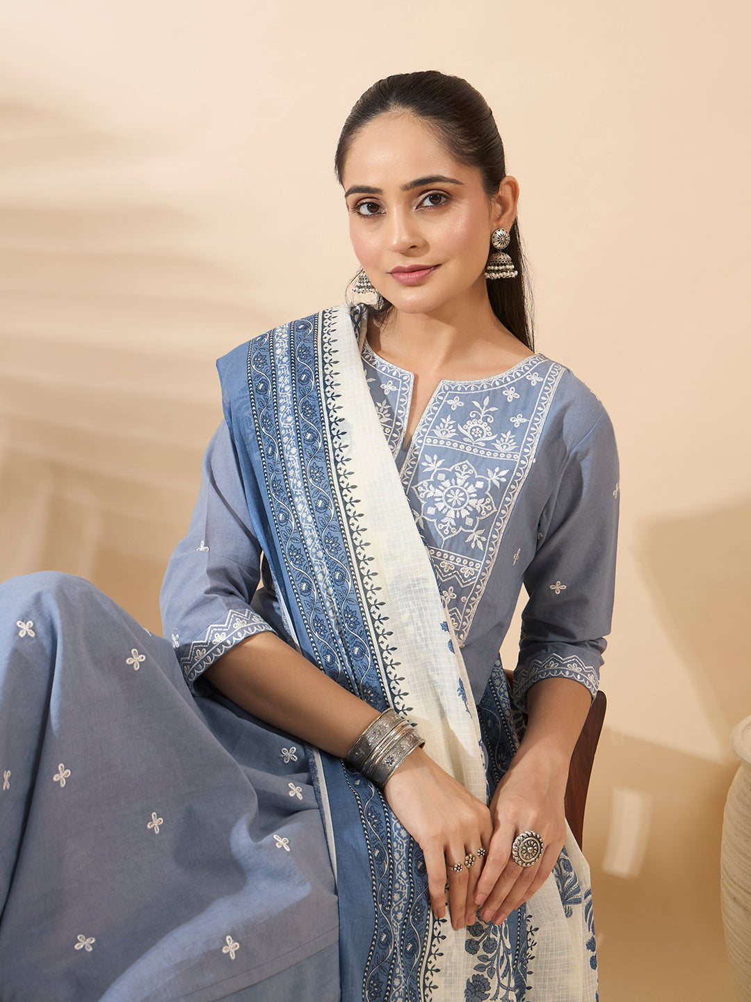 Firozi Paisley Printed Pure Cotton Anarkali Kurta
