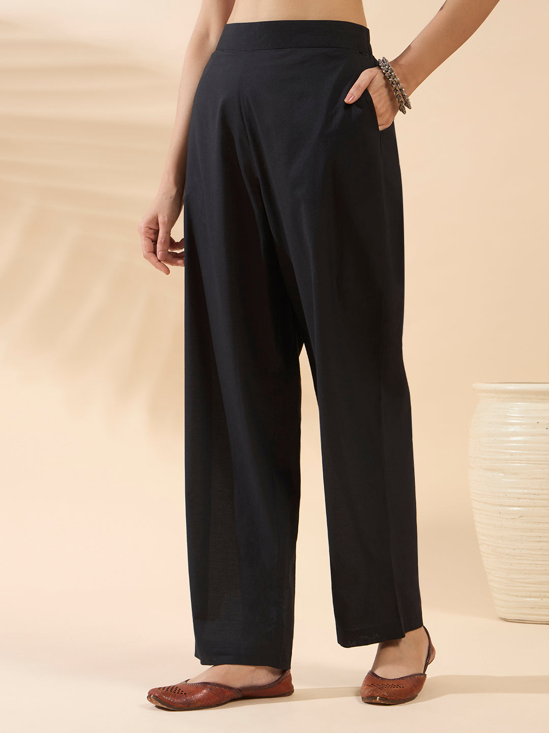 Black Embroidered Cotton Kurta Set with Dupatta