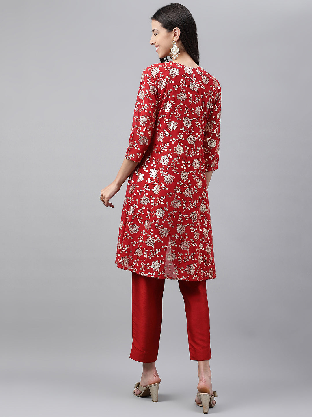 Crop-Top Red Co-ord Set with Jacket