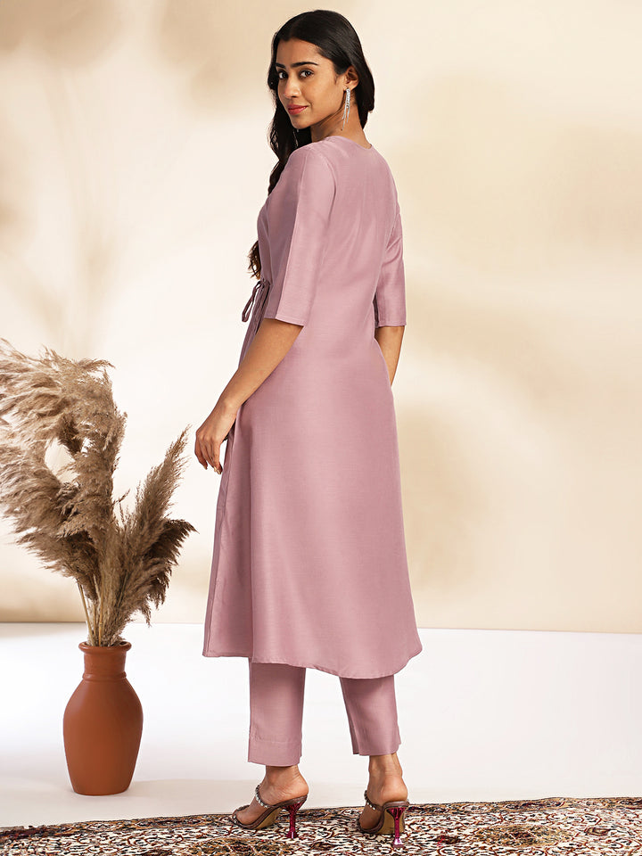 Lavender-Chinnon-Solid-Kurta-&-Pant-Set