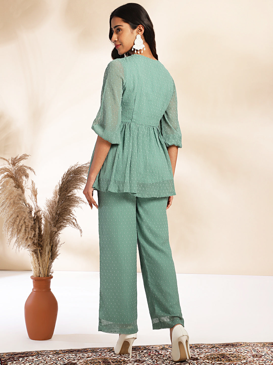 Sage-Dobby-Chiffon-Woven-Design-Co-ord-Set