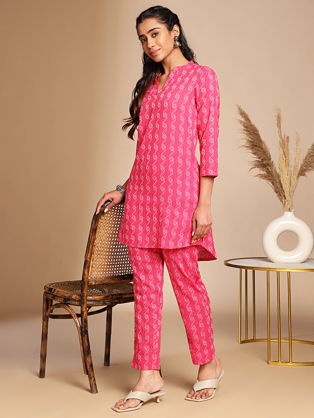 Pink-Cotton-Woven-Design-Co-ord-Set