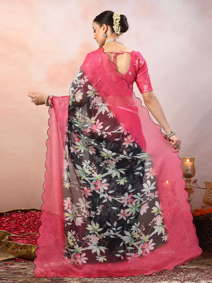 Blue-Supernet-Floral-Digital-Print-Saree