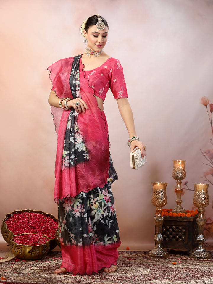 Blue-Supernet-Floral-Digital-Print-Saree