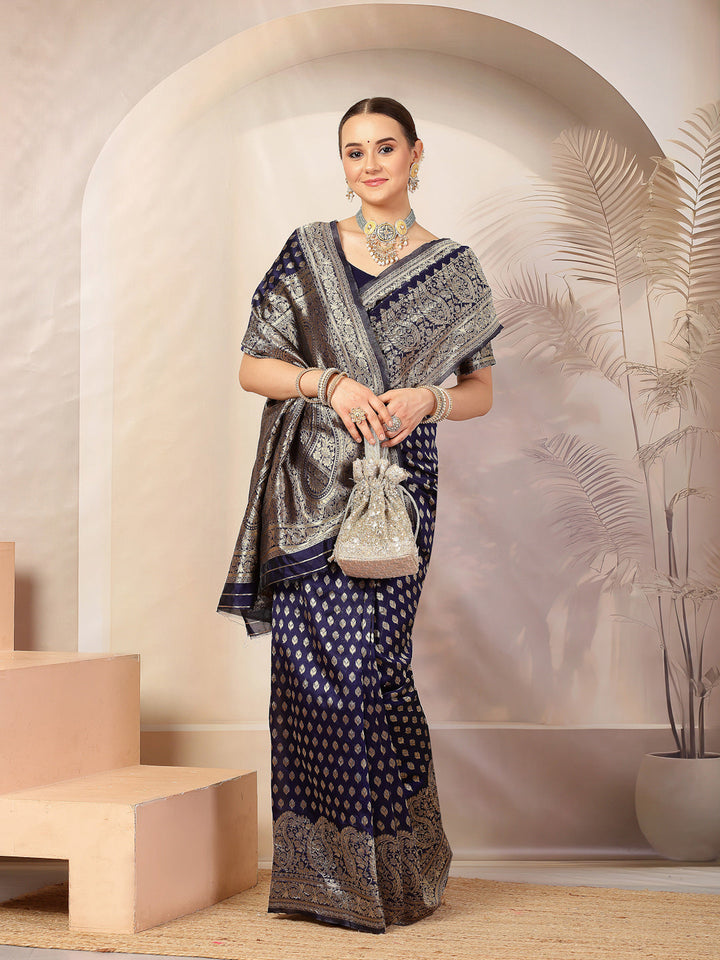 Blue-Silk-Ethnic-Motifs-Banarsi-Zari-Saree