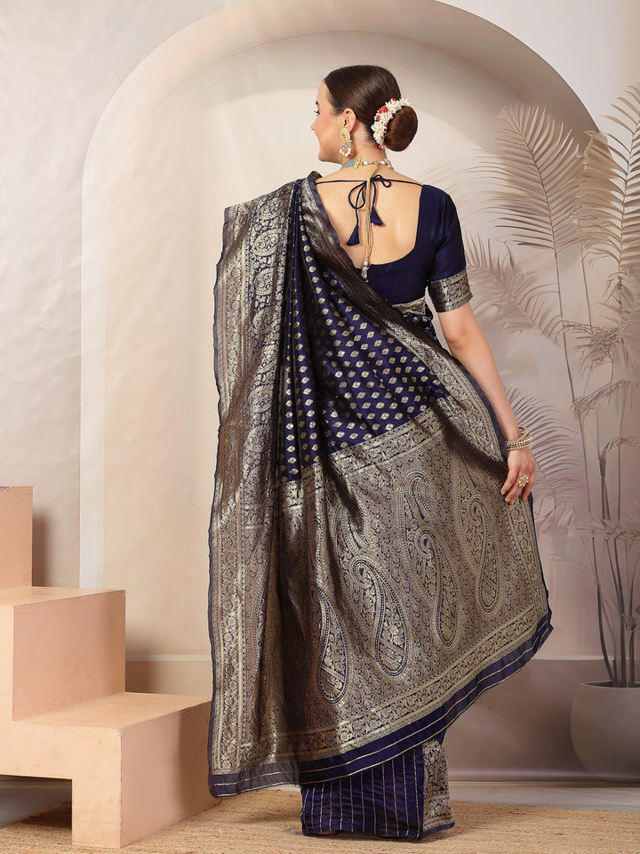 Blue-Silk-Ethnic-Motifs-Banarsi-Zari-Saree