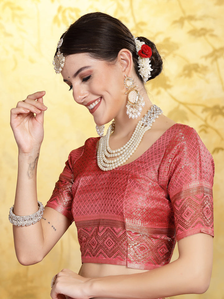 Pink-Organza-Geometric-Print-Zari-Border-Saree