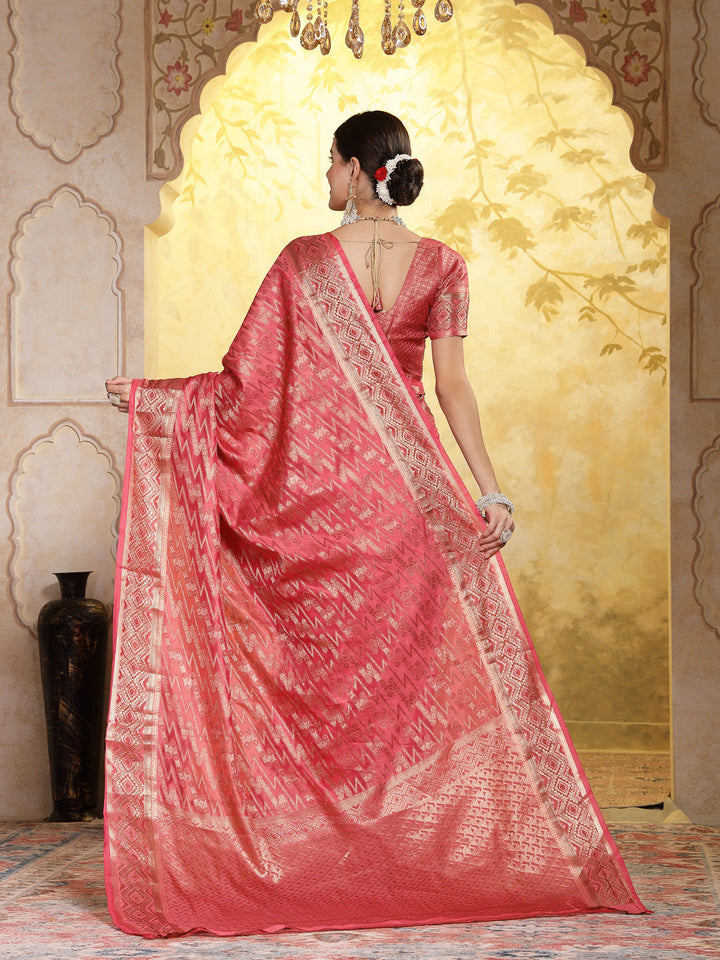 Pink-Organza-Geometric-Print-Zari-Border-Saree