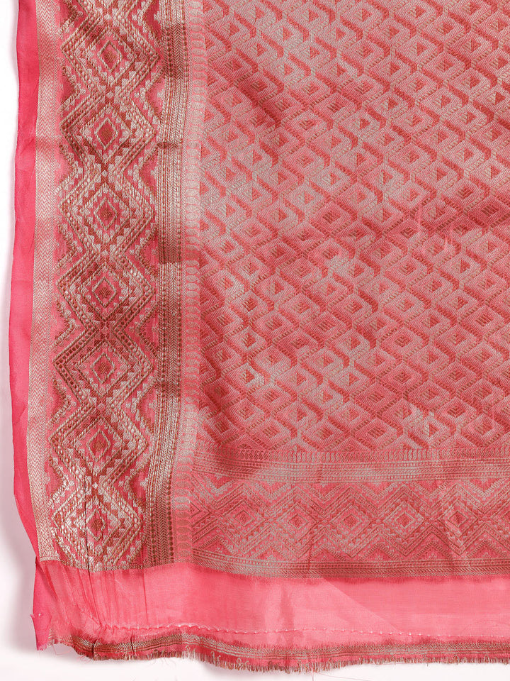 Pink-Organza-Geometric-Print-Zari-Border-Saree