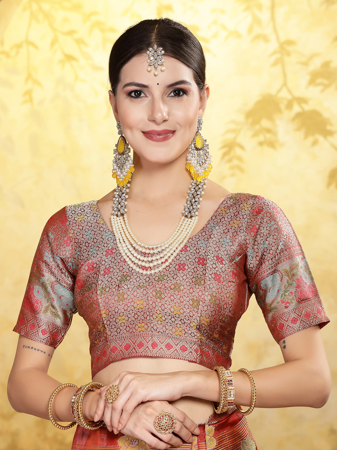 Maroon-Organza-Ethnic-Motifs-Zari-Border-Saree