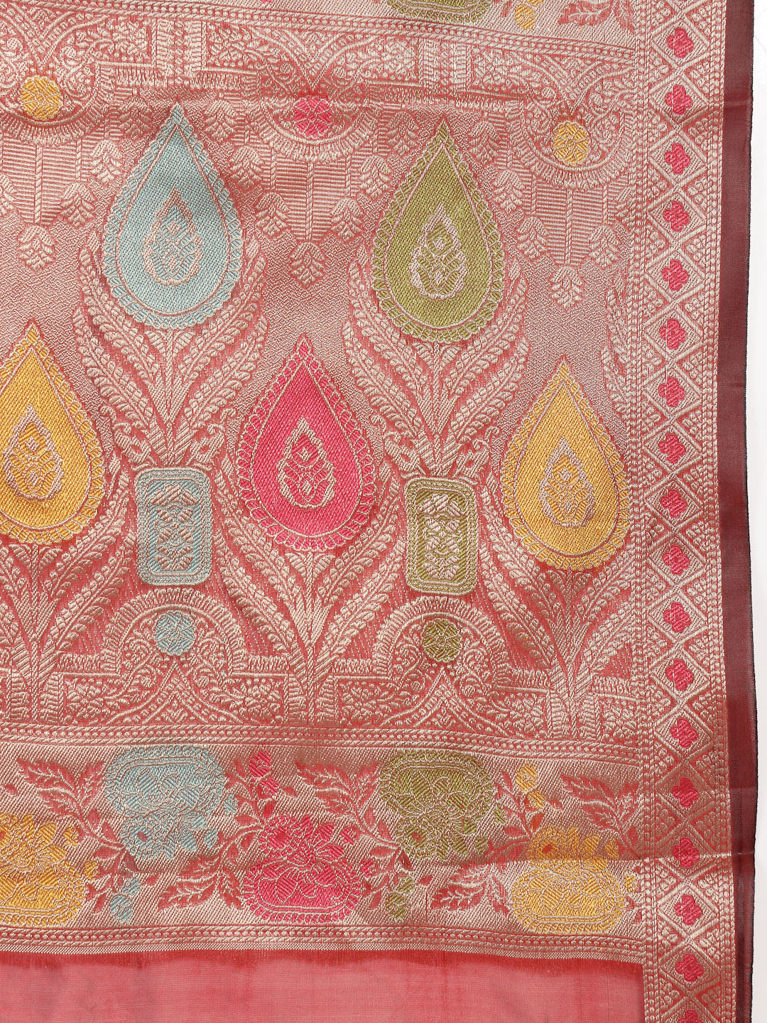 Maroon-Organza-Ethnic-Motifs-Zari-Border-Saree