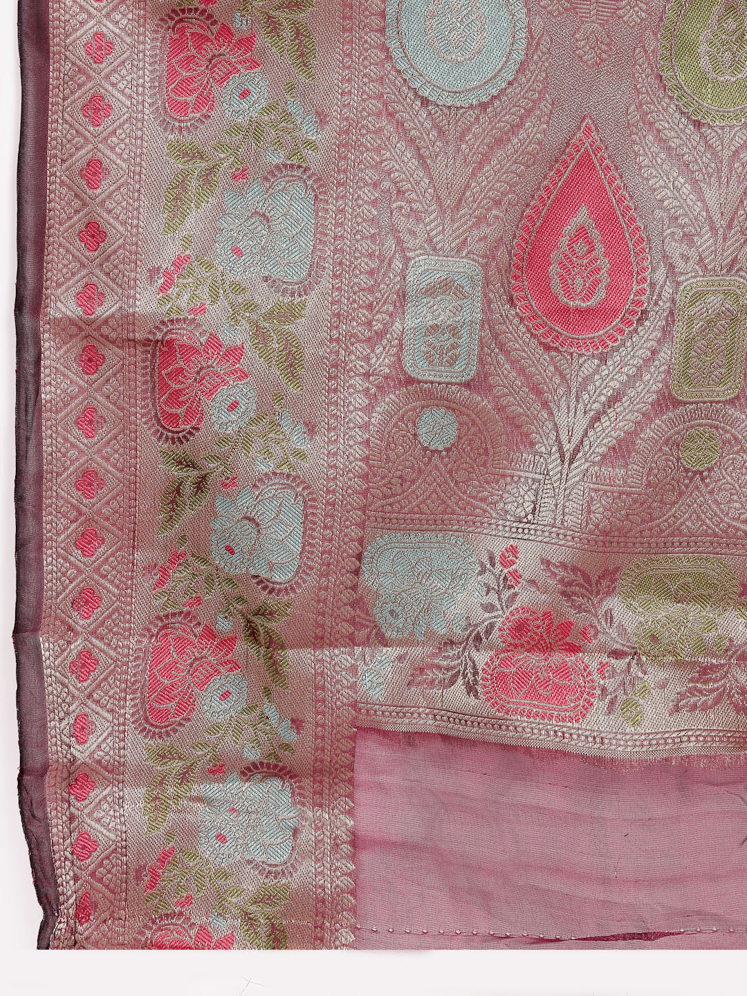Wine-Organza-Ethnic-Motifs-Zari-Border-Saree
