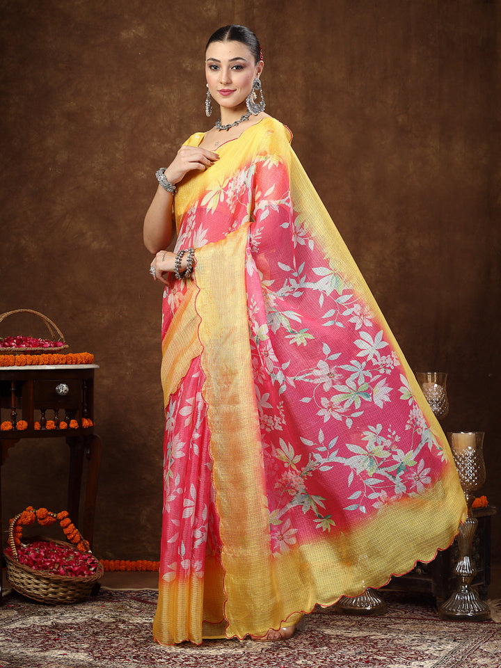 Pink-Supernet-Floral-Digital-Print-Saree