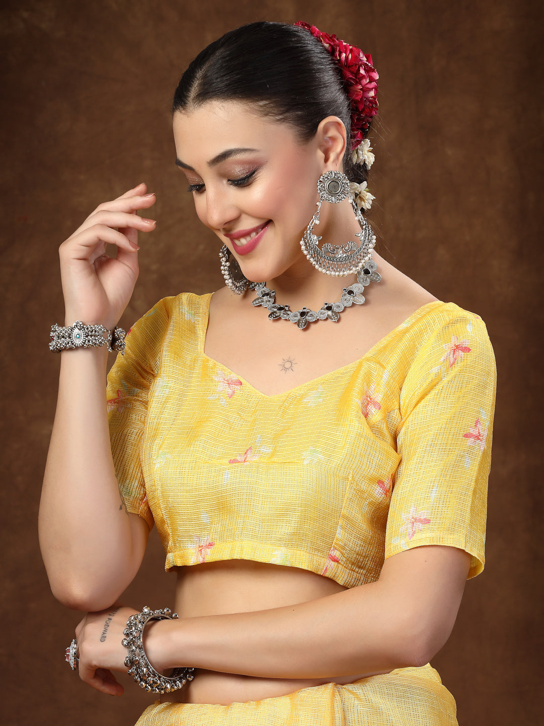 Pink-Supernet-Floral-Digital-Print-Saree