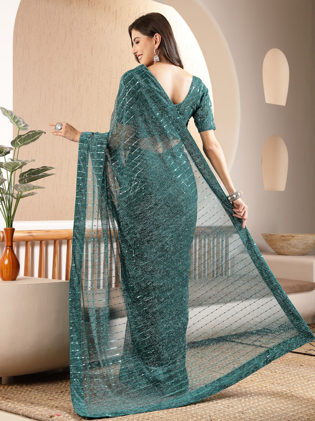Rama-Green-Lycra-Party-Wear-Fancy-Shimmer-Saree