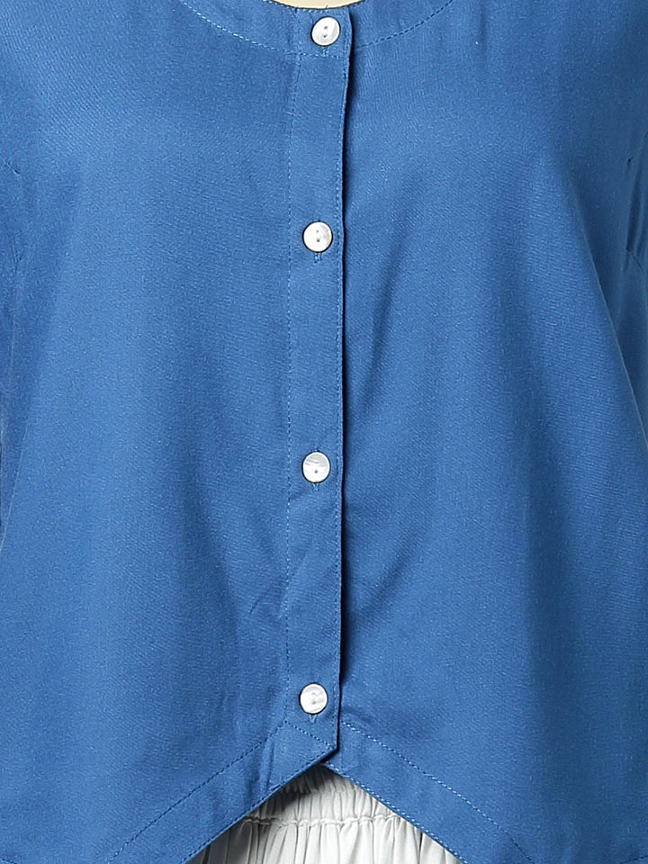 Blue Solid Rayon Co-Ord Set