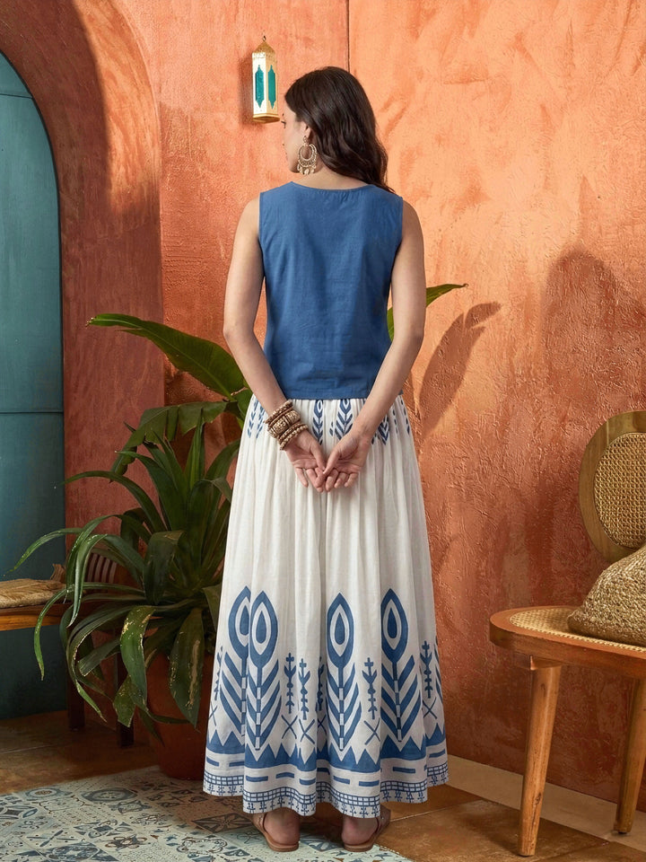 Blue Solid Rayon Co-Ord Set
