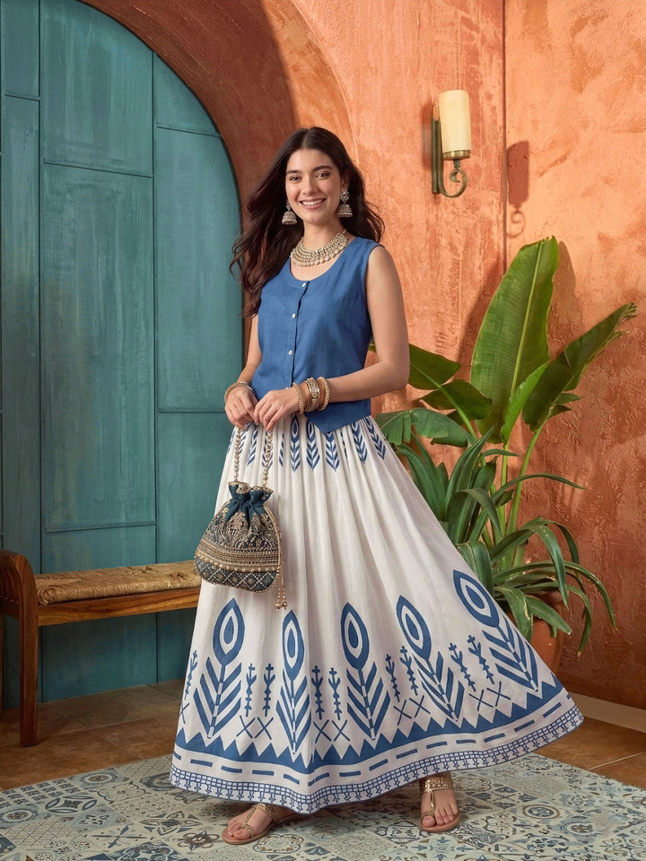 Blue Solid Rayon Co-Ord Set