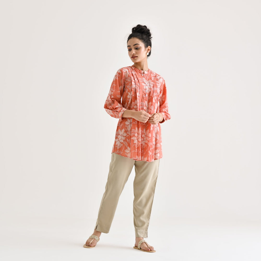Peach-Cotton-Sanganeri-Floral-Print-Tunic