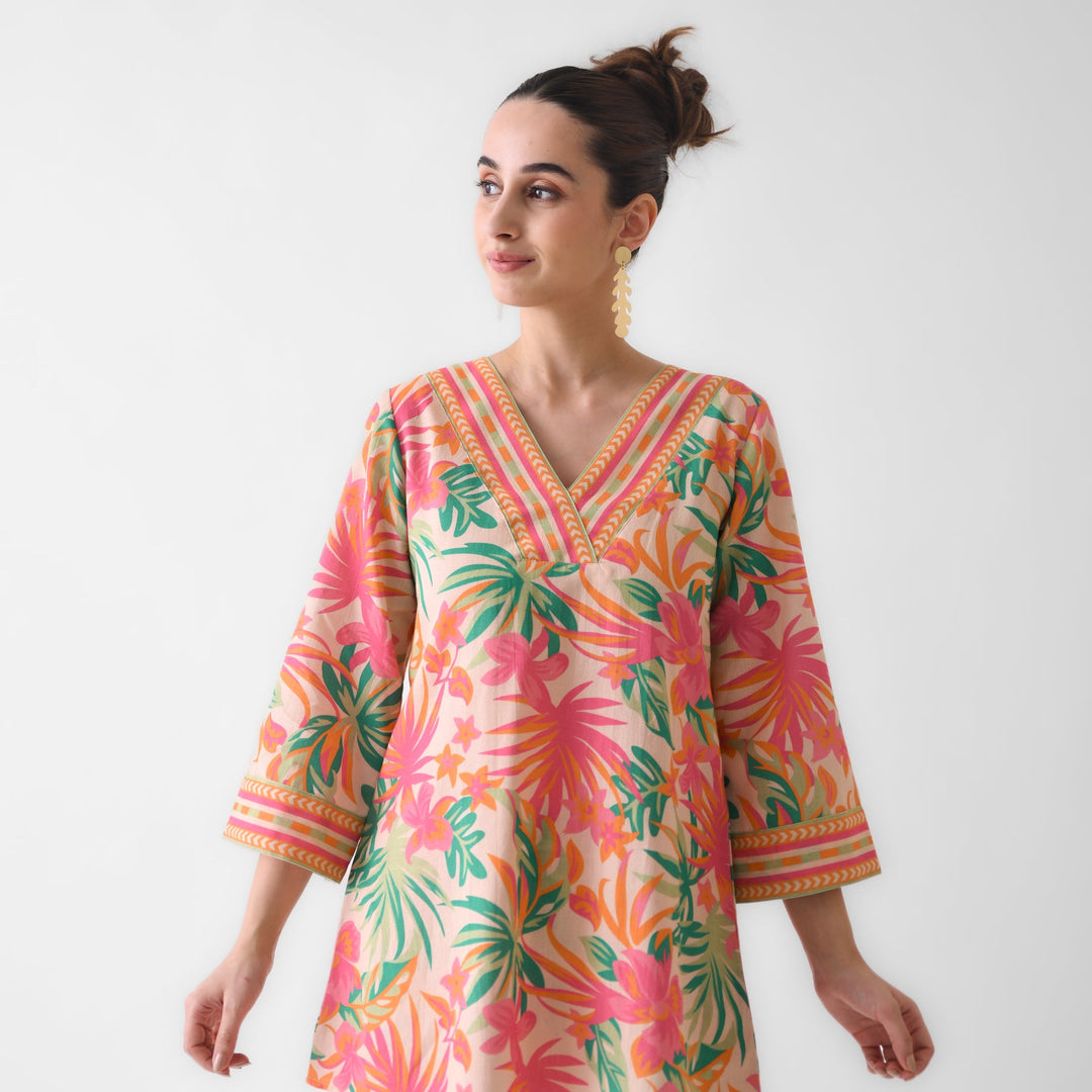 Peach-Cotton-Tropical-Co-Ord-Set