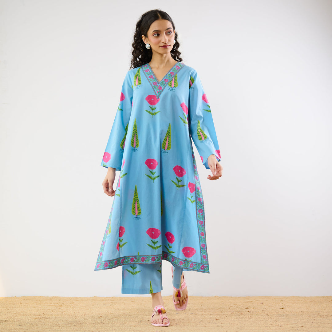Sky-Blue--Begumbagh-Printed-Co-Ord-Set
