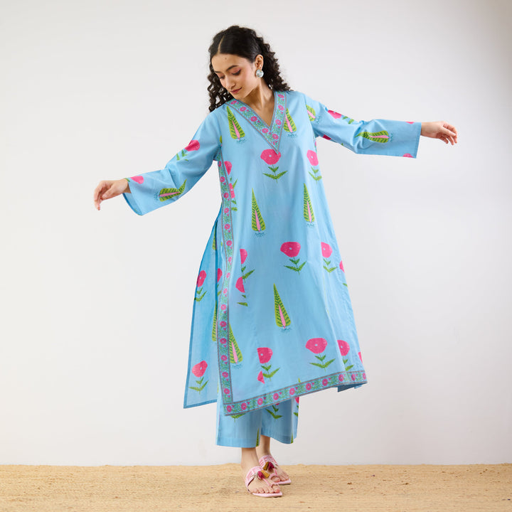 Sky-Blue--Begumbagh-Printed-Co-Ord-Set