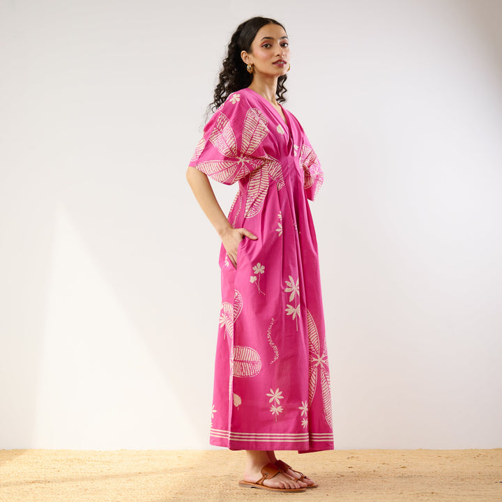 Pink-Cotton-Periwinkle-Pleated-Maxi-Dress