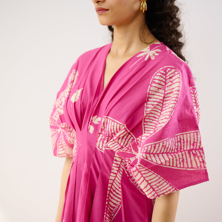 Pink-Cotton-Periwinkle-Pleated-Maxi-Dress