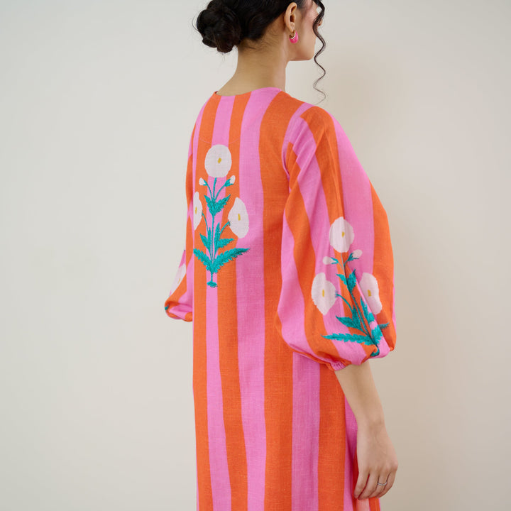 Orange-Cotton-Striped-2-Piece-Kurta-Set