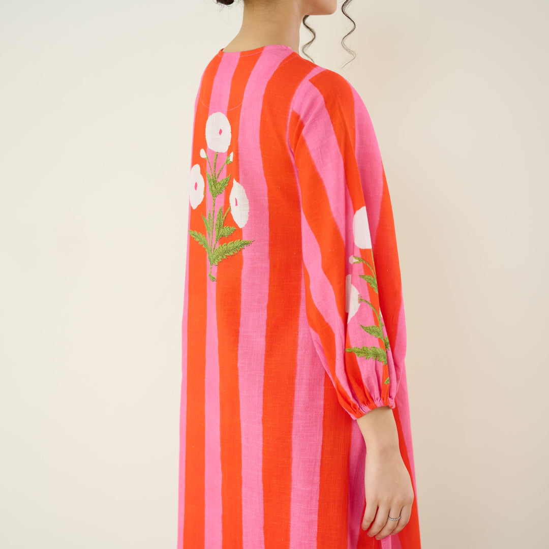 Hot-Pink-Cotton-Striped-2-Piece-Kurta-Set