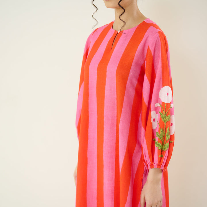Hot-Pink-Cotton-Striped-2-Piece-Kurta-Set