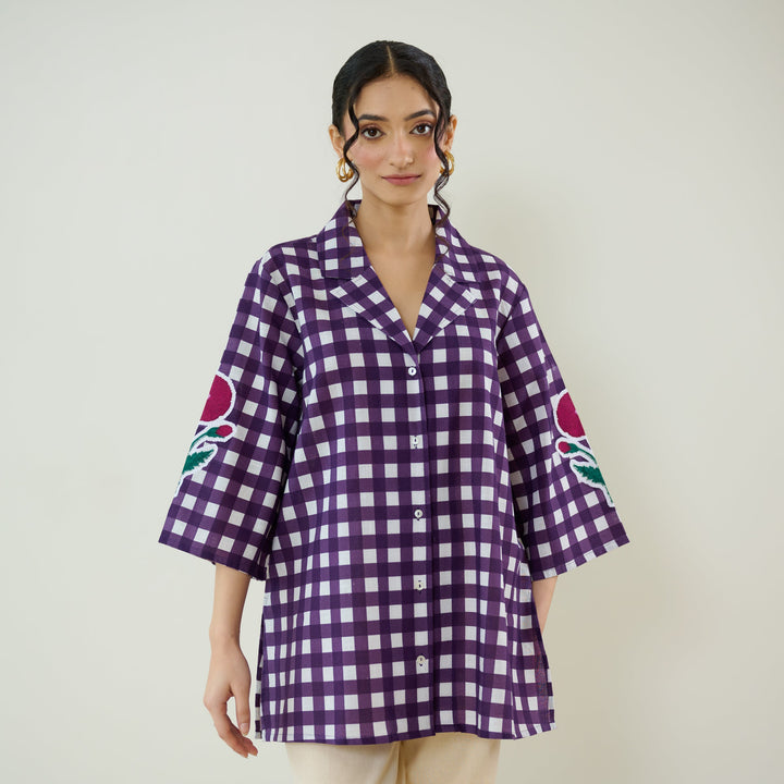 Violet-Cotton-Orchid-Checkered-Shirt
