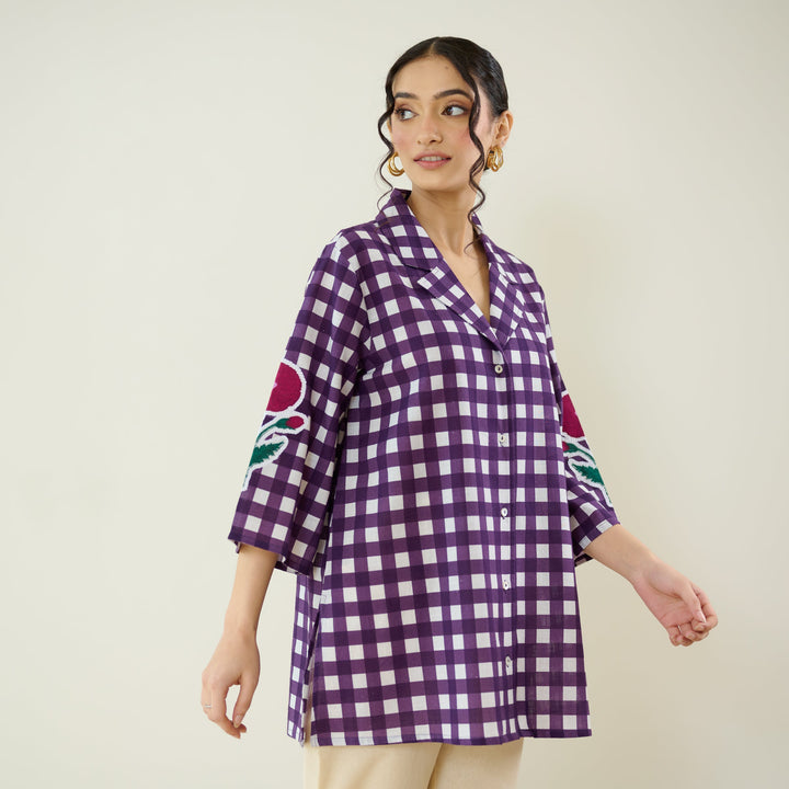 Violet-Cotton-Orchid-Checkered-Shirt