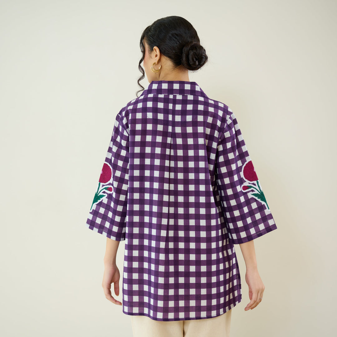 Violet-Cotton-Orchid-Checkered-Shirt