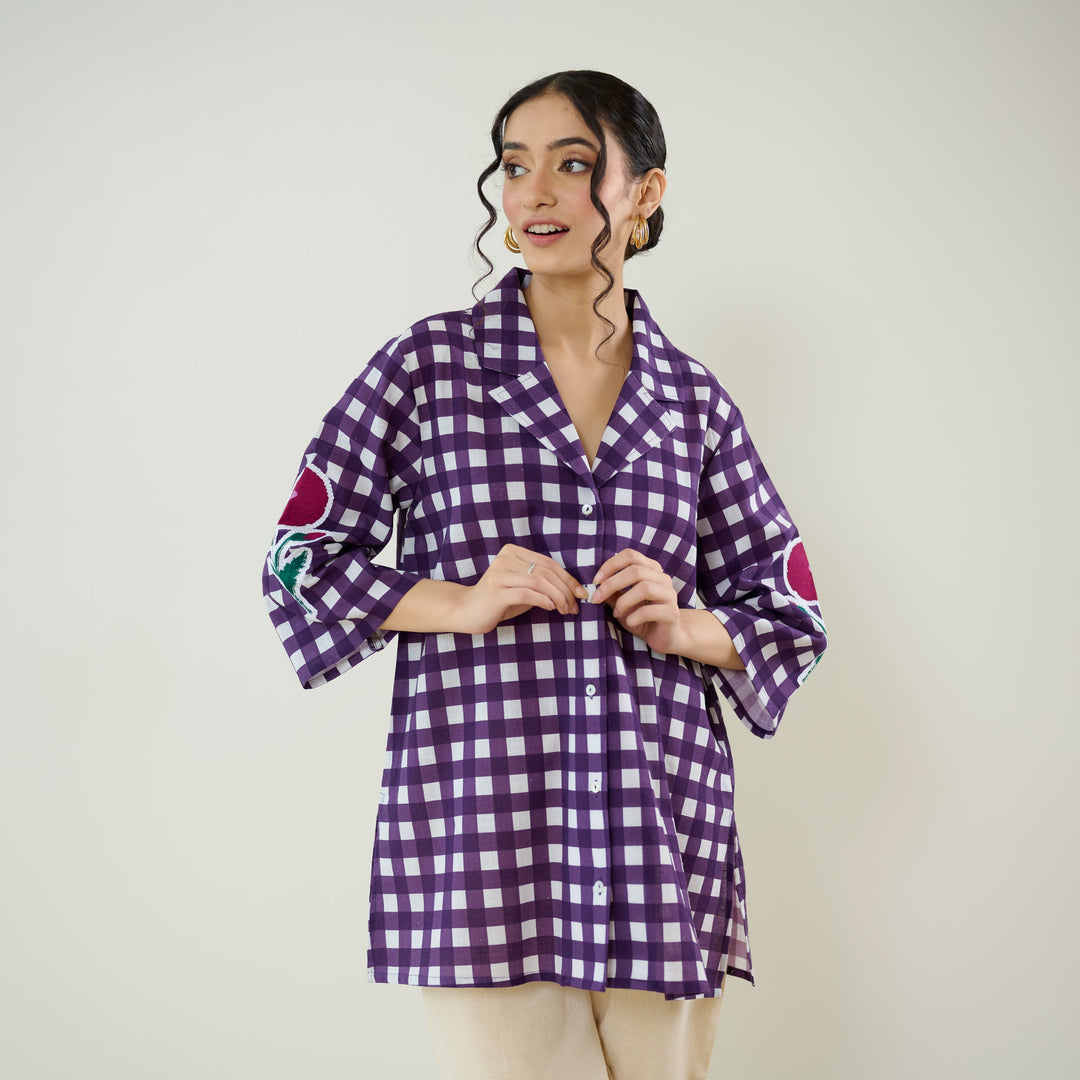 Violet-Cotton-Orchid-Checkered-Shirt