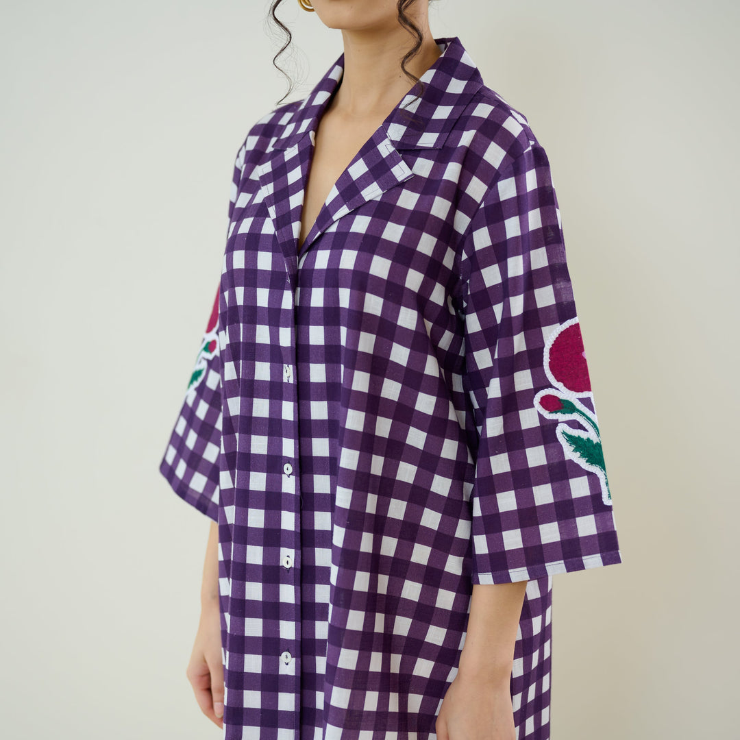 Violet-Cotton-Orchid-Checkered-Shirt