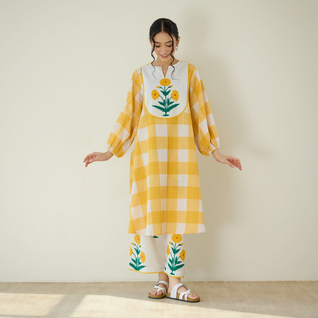 Mango-Yellow-Cotton-2-Piece-Kurta-Set