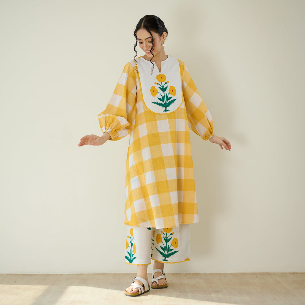 Mango-Yellow-Cotton-2-Piece-Kurta-Set
