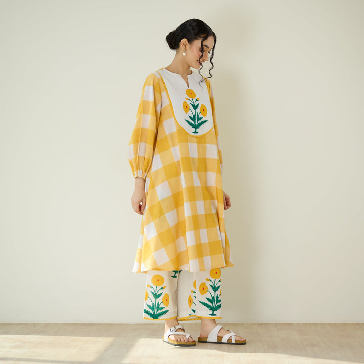 Mango-Yellow-Cotton-2-Piece-Kurta-Set