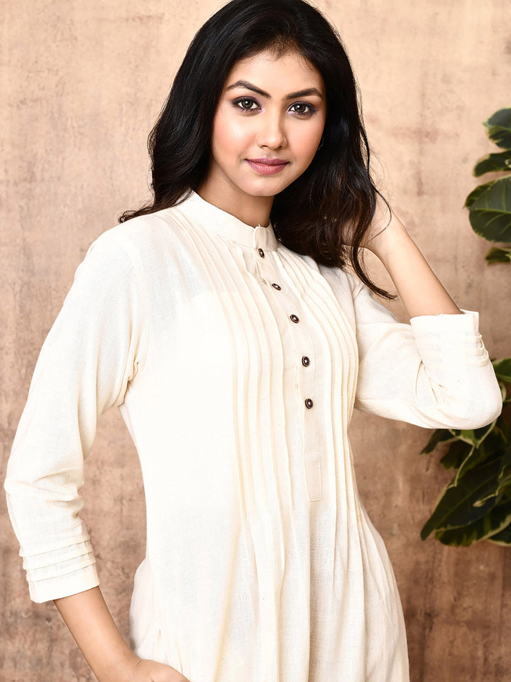 ZERESOUQ-Sadira-Off-White-Cotton-Handloom-Kurta