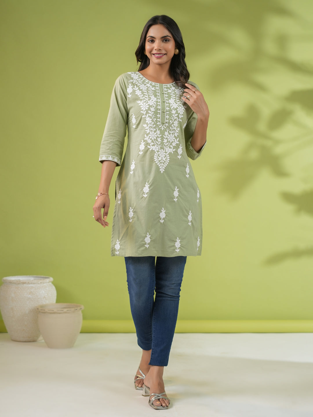 Sage-Green-Cambric-Embroidered-Regular-Tunic