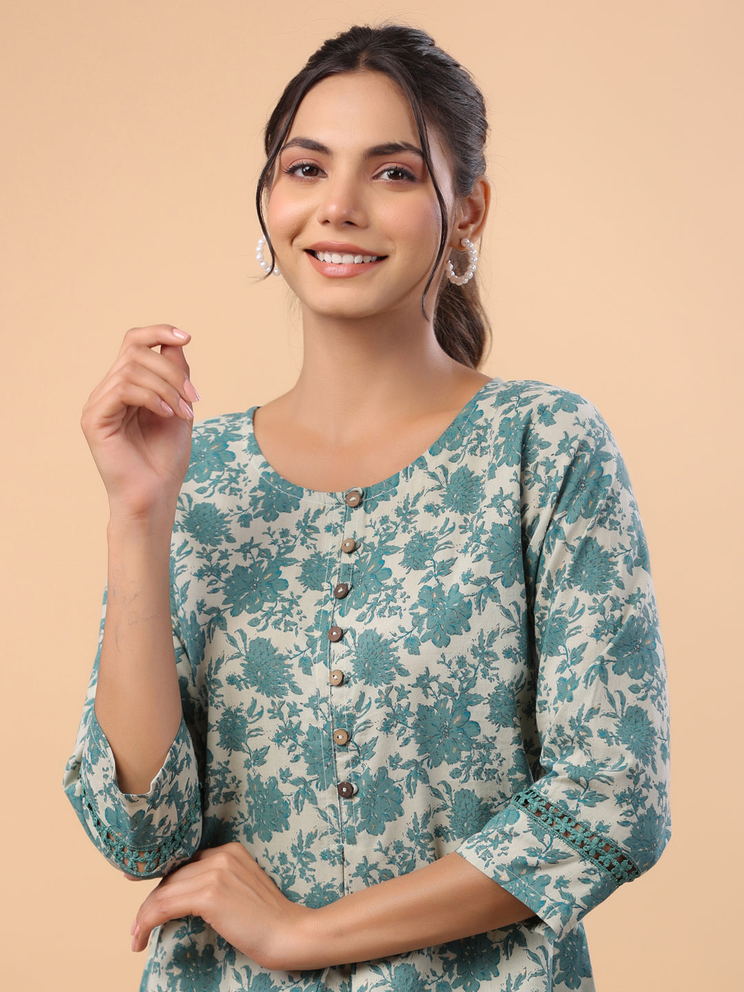 Sage-Green-Cambric-Floral-Printed-A-Line-Tunic