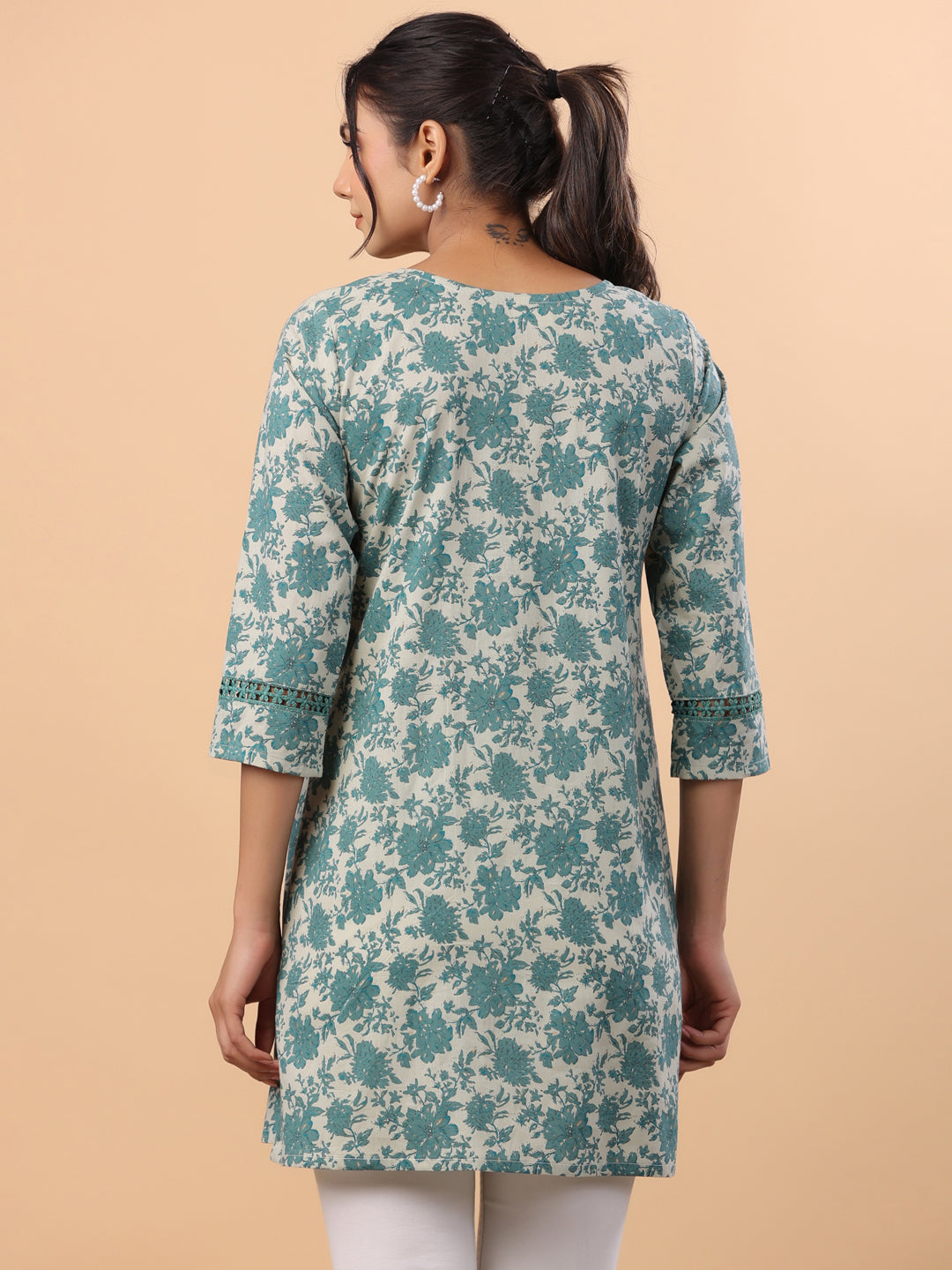 Sage-Green-Cambric-Floral-Printed-A-Line-Tunic