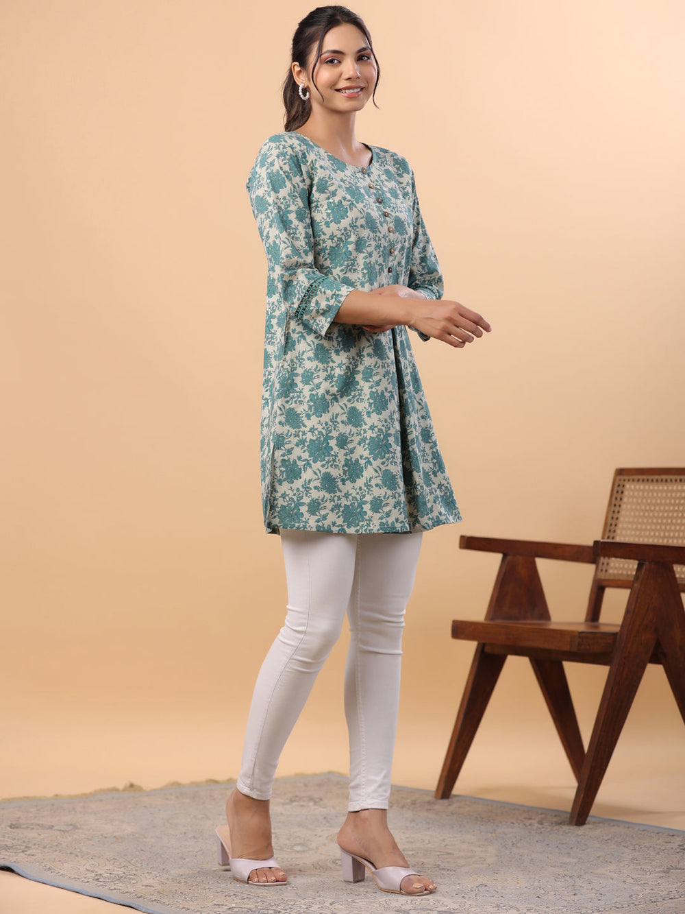 Sage-Green-Cambric-Floral-Printed-A-Line-Tunic