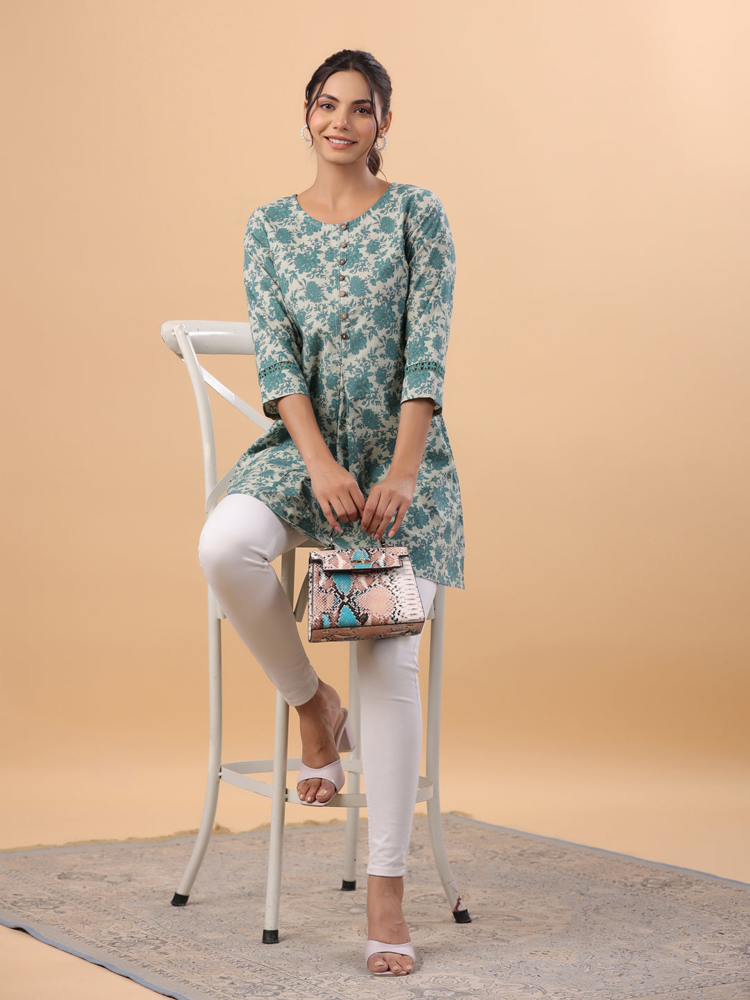 Sage-Green-Cambric-Floral-Printed-A-Line-Tunic