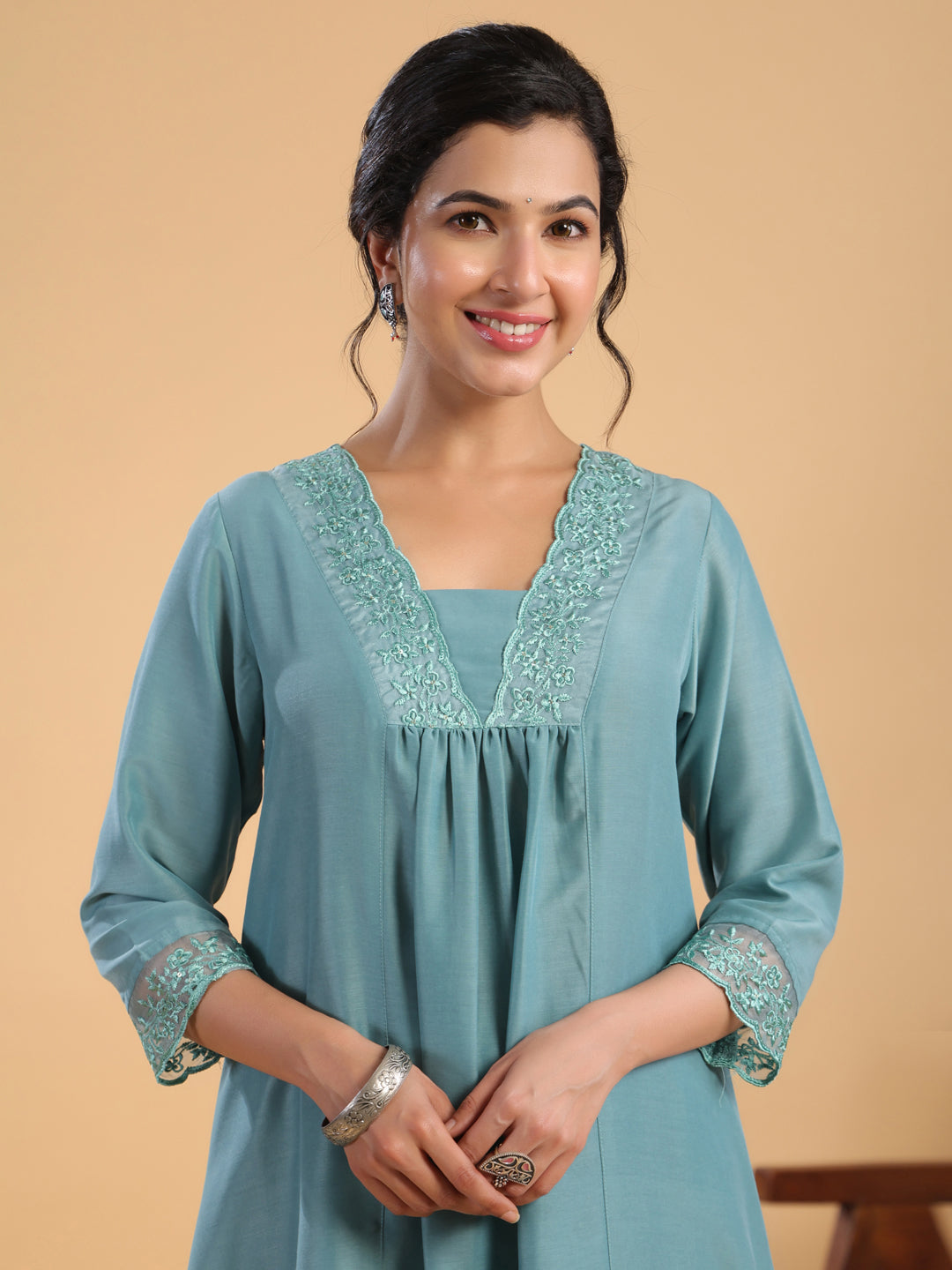 Sage-Muslin-Embroidered-Gathering-2-Piece-Kurta-Set